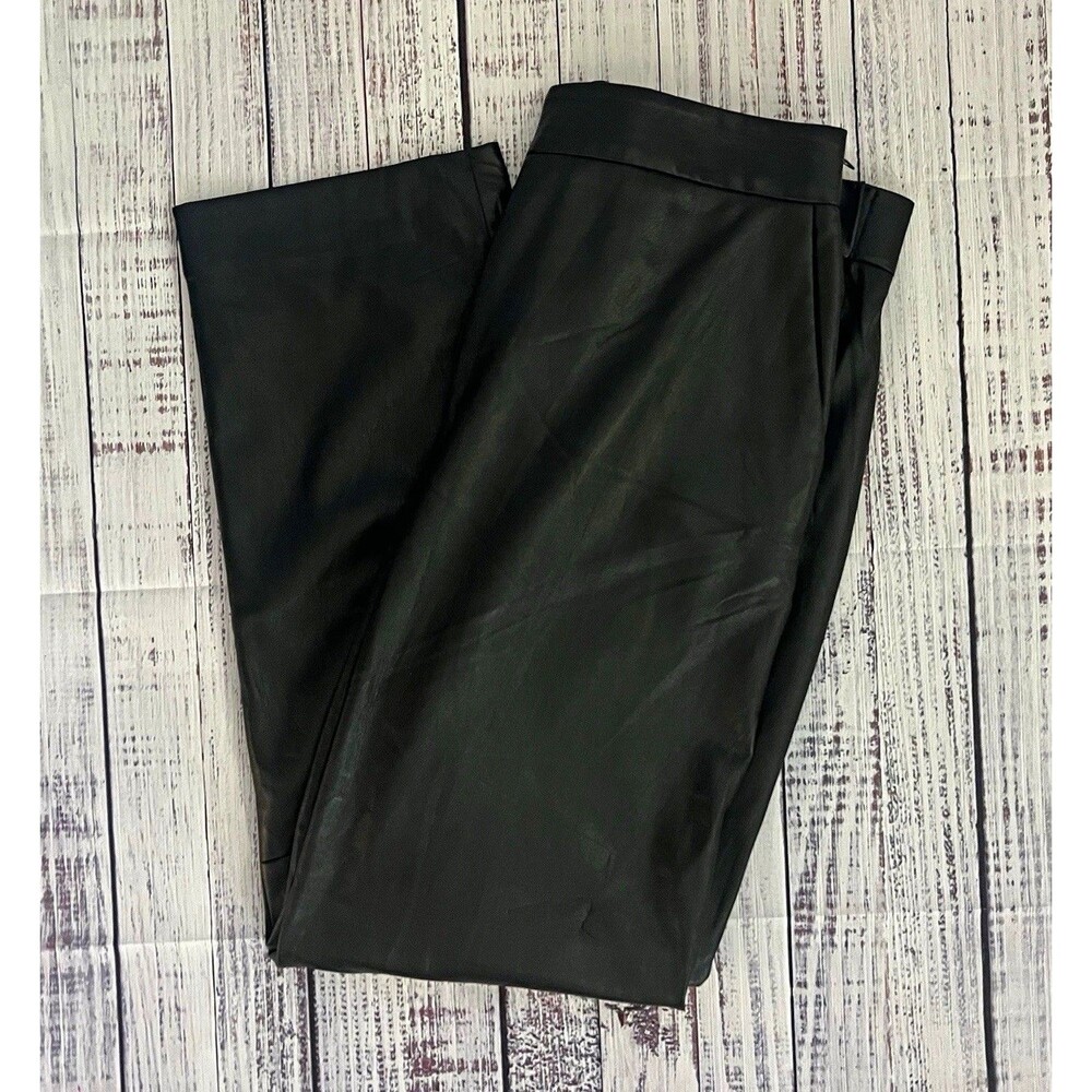 Babaton Aritzia Vegan Leather Pants Black Mid Rise Trousers 6